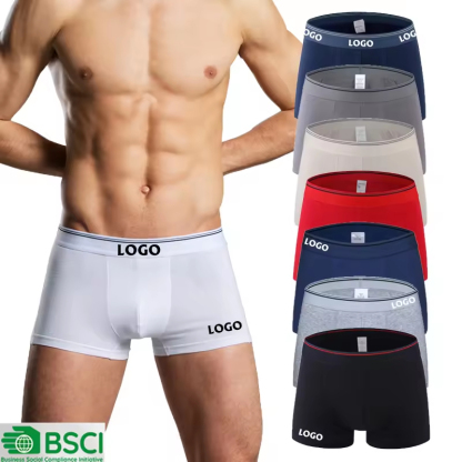 High Quality Mens Underwear Custom Low MOQ Men's Boxers Adult Cotton Solid Color Trunks Male Breathable Soft Underpants