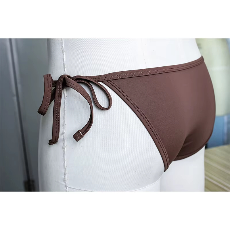 Strong Men's Low-Rise Sexy Swimwear Briefs Bikini With Drawstrings on Side Can Be Sutbale
