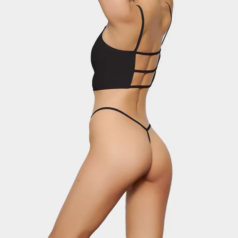 Wholesale Cotton T-Shaped Briefs for Girls Seductive Invisible Thong Logo Waist Solid Pattern Knitted Mini Thin Underwear