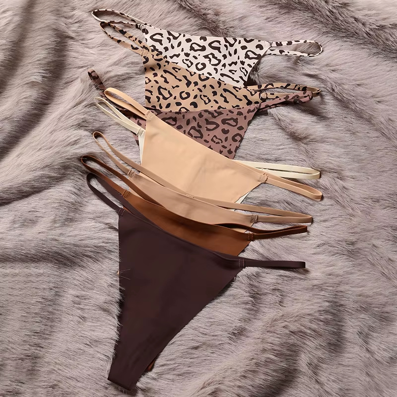 Wholesales Low Waist Leopard Intimate Ladies Tangas Ropa Interior Mujer T Back Thongs G String Women Underwear for Ladies