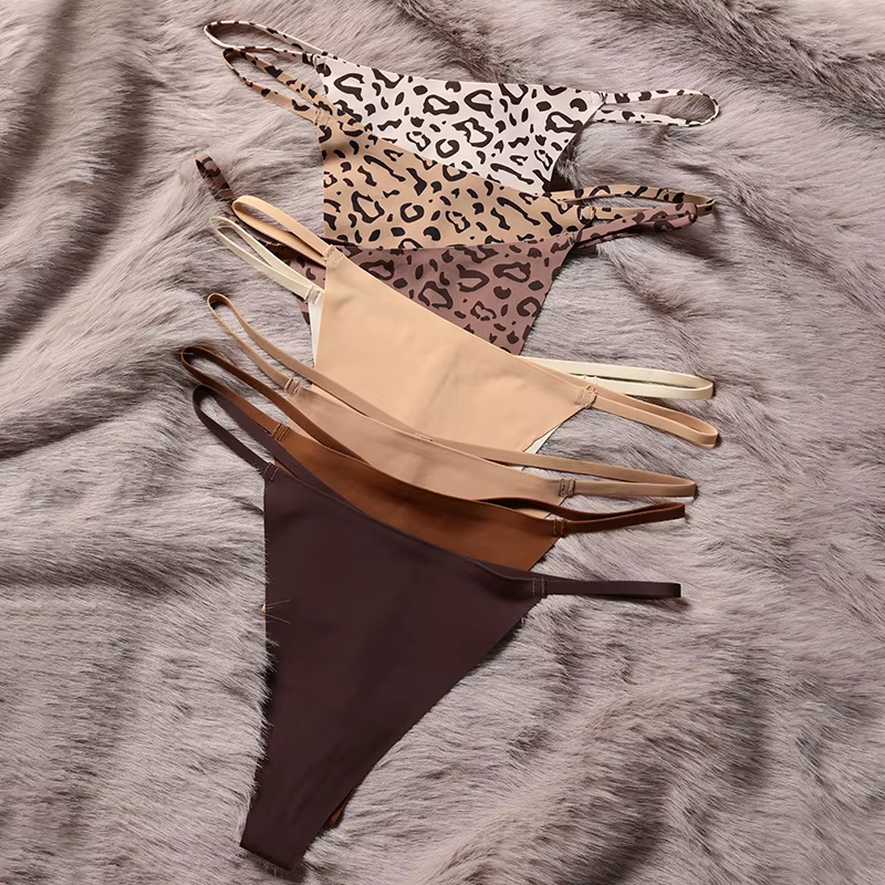 Wholesales Low Waist Leopard Intimate Ladies Tangas Ropa Interior Mujer T Back Thongs G String Women Underwear for Ladies