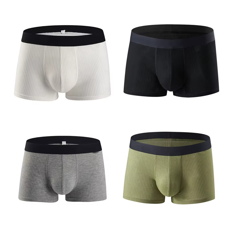 Men’s Soft Breathable Boxer Briefs Cotton Spandex Stretch Underwear—Comfortable Men Boxer Shorts