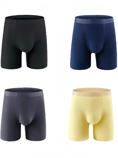 Logo Customize Nylon European Size S to 3XL Boxer Briefs Long Leg Quick Dry Breathable Gym Training Underwear Underpants