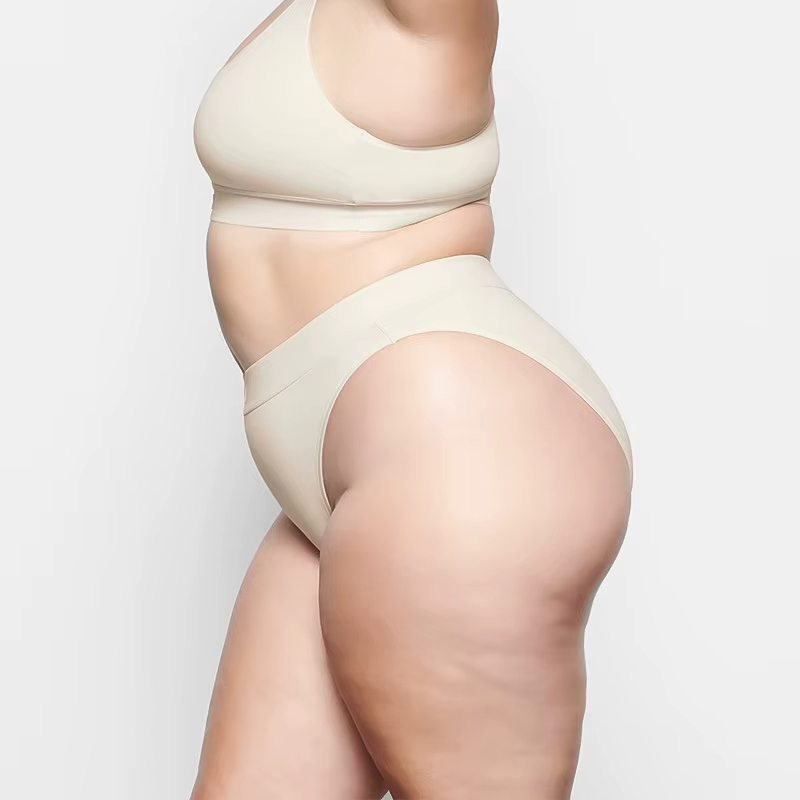 Custom Women's XL Cotton Thong Sexy Seamless Low-Rise Low-Waist Briefs Solid Color Thin Knitted Plus Size Panties