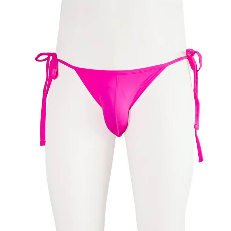 Strong Men's Low-Rise Sexy Swimwear Briefs Bikini With Drawstrings on Side Can Be Sutbale