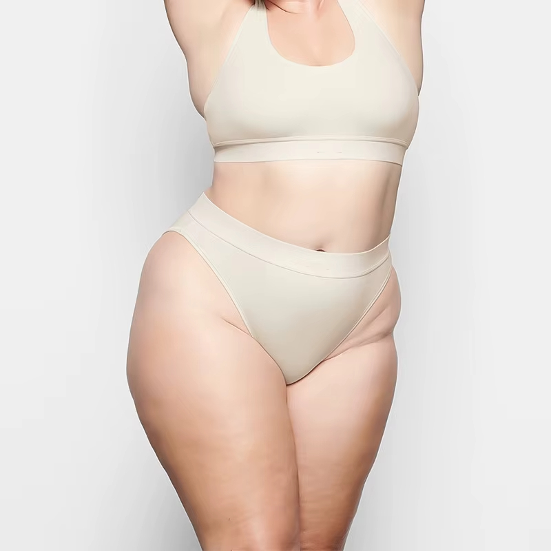 Custom Women's XL Cotton Thong Sexy Seamless Low-Rise Low-Waist Briefs Solid Color Thin Knitted Plus Size Panties