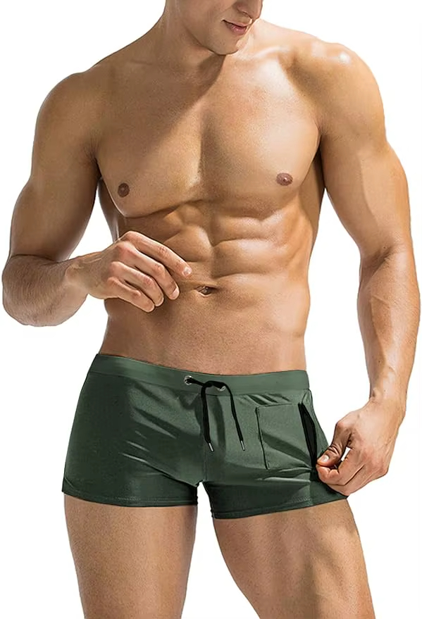 2025 Hot Selling Men Swim Trunk Bathing Suit Square Leg Board Short Swim Brief Swimwear Beachwear