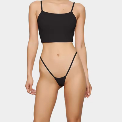 Wholesale Cotton T-Shaped Briefs for Girls Seductive Invisible Thong Logo Waist Solid Pattern Knitted Mini Thin Underwear