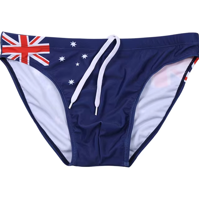 OEM Factory Low Price Swimwear Print Men Hot Sale UK Flag Design Swimming Briefs Custom Men Swim Briefs