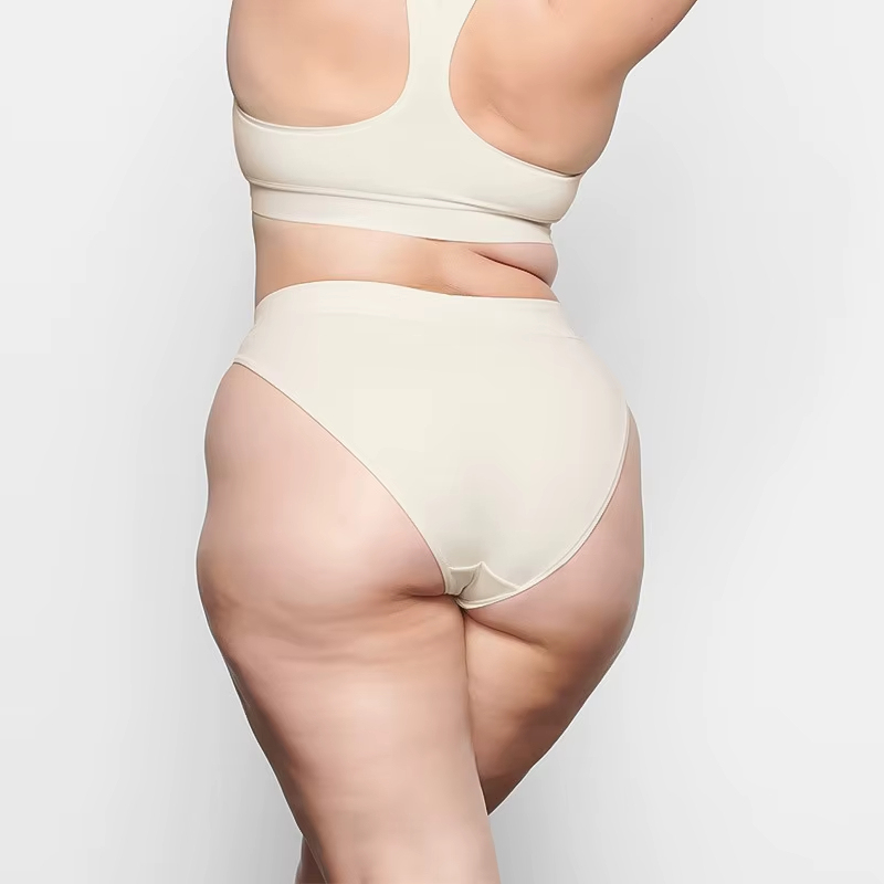 Custom Women's XL Cotton Thong Sexy Seamless Low-Rise Low-Waist Briefs Solid Color Thin Knitted Plus Size Panties