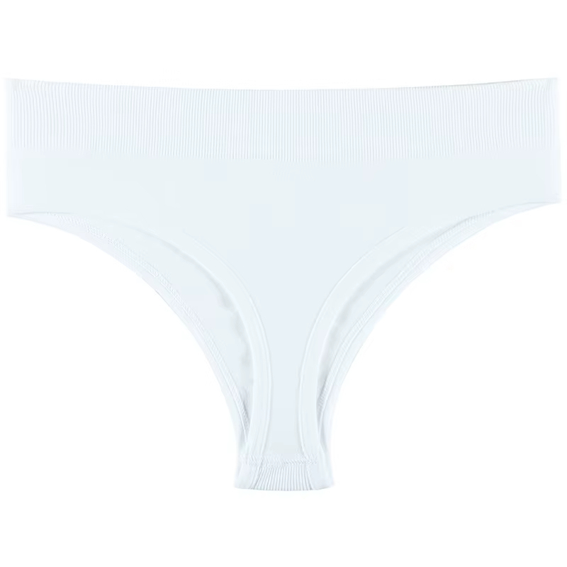 Womens Plus Size Mid Waist Thong Solid Color Comfortable Elastic T-string Bragas