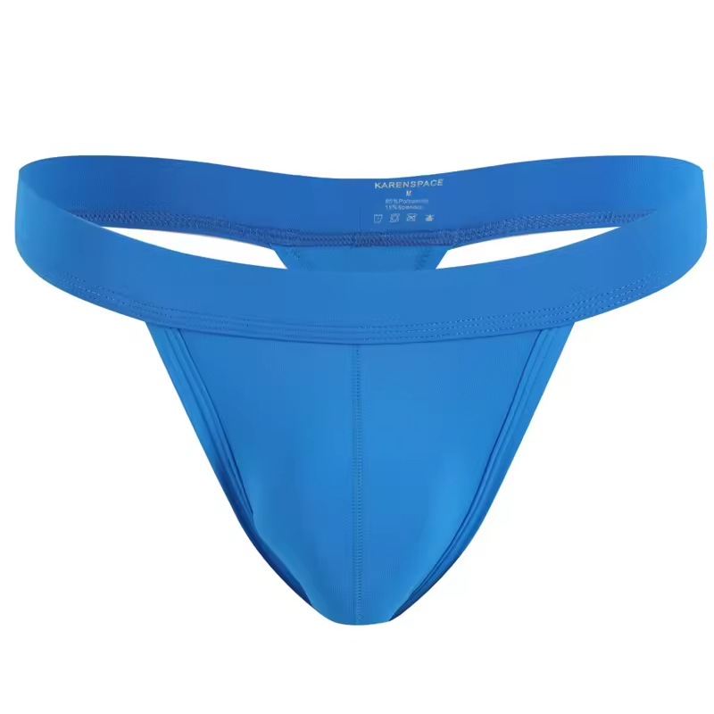 Men's Sexy Low-Rise Open Back Thong Underwear Breathable Knitted Polyamide G String Panties Comfortable Lingerie