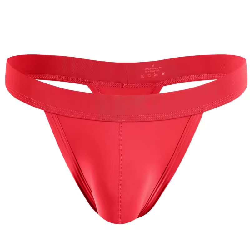 Men's Sexy Low-Rise Open Back Thong Underwear Breathable Knitted Polyamide G String Panties Comfortable Lingerie