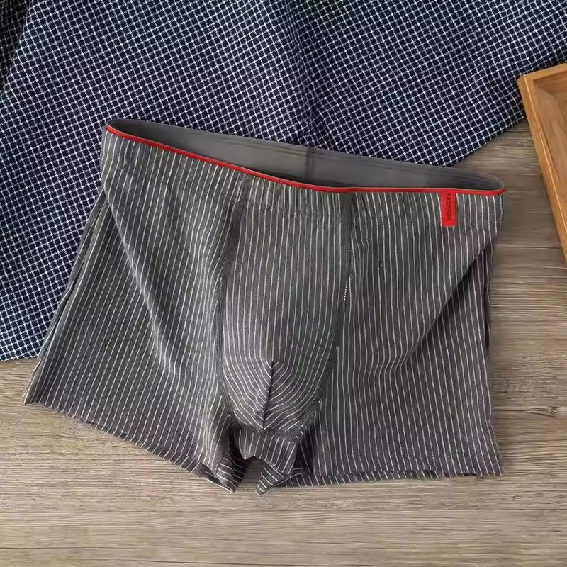 Men's High-End Mid-Rise Breathable Cotton Boxer Pants Seamless Underwear with Custom Logo Knitted Briefs in Plus Size