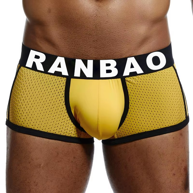 Fashion Popular Large Size Low Waist Mesh Boxer Shorts Breathable Sports Boxer Underwear Nylon Men's Underwear