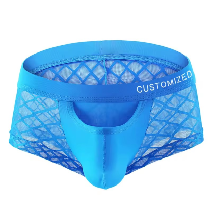 Wholesale New Products Mens Boxer Briefs Perspective Mesh Design Underwear High Quality Man Boxer Briefs