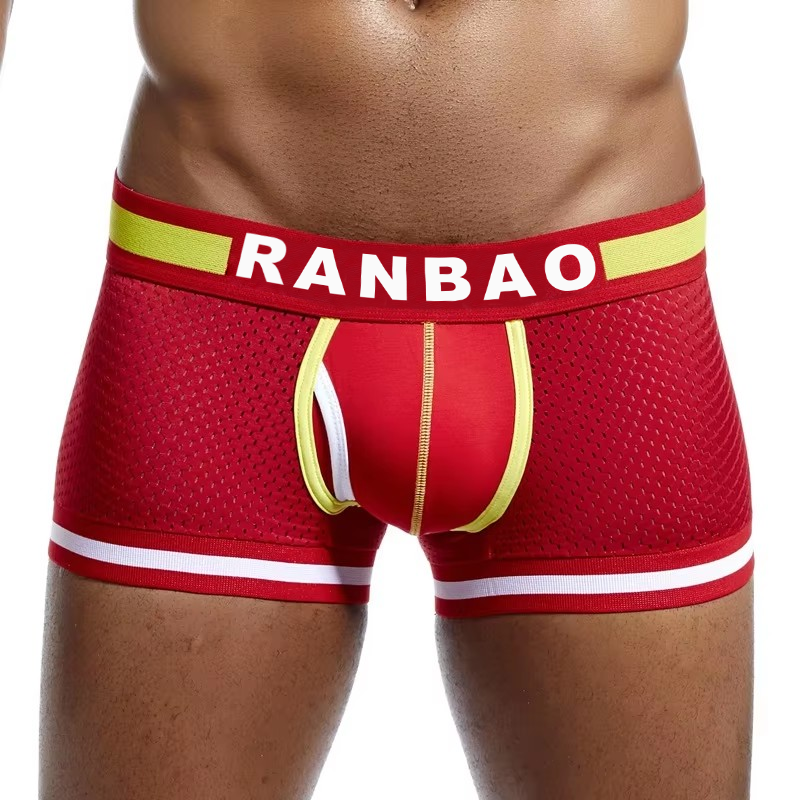 Fashion Popular Large Size Low Waist Mesh Boxer Shorts Breathable Sports Boxer Underwear Nylon Men's Underwear