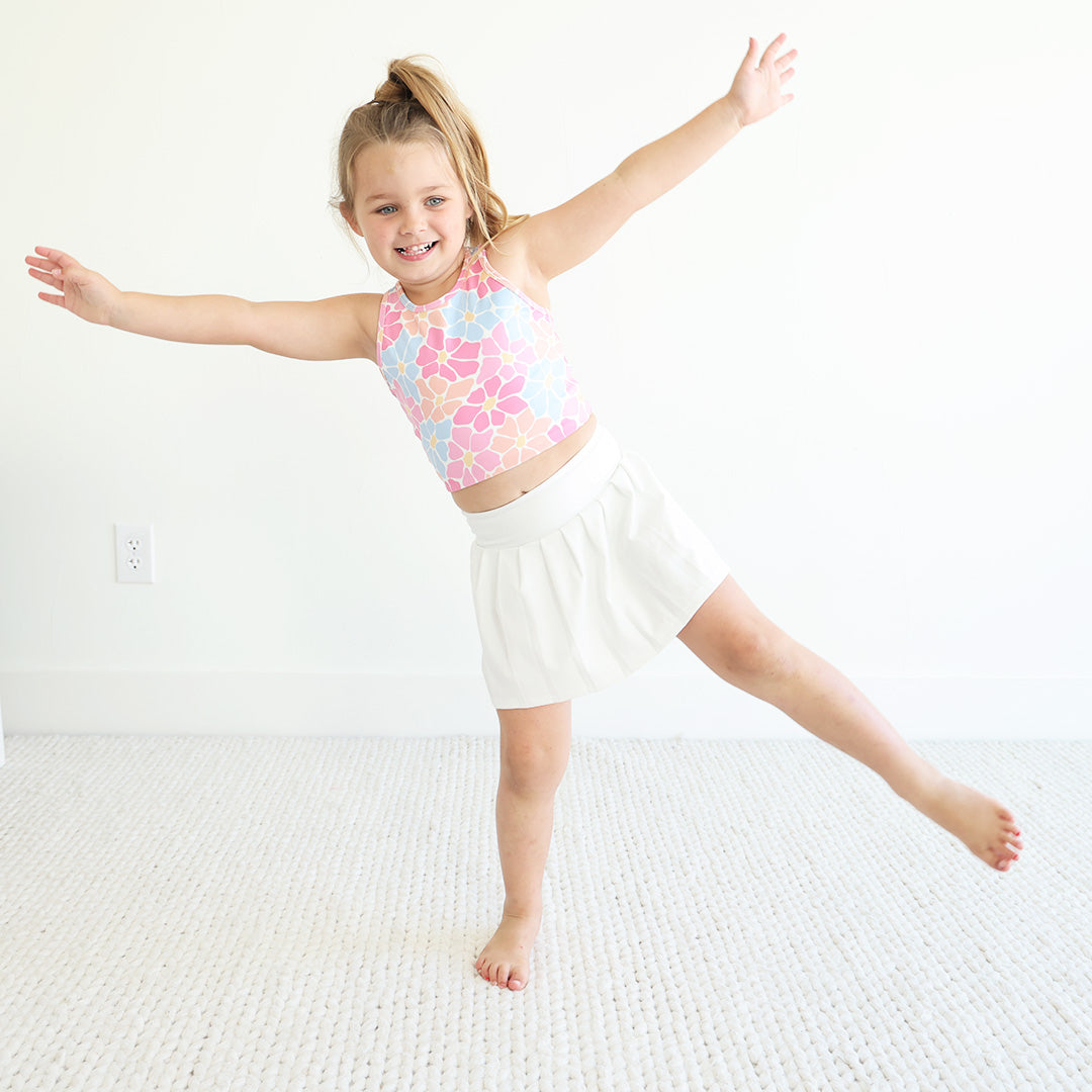 Kids Athletic Pleated Skirt | White