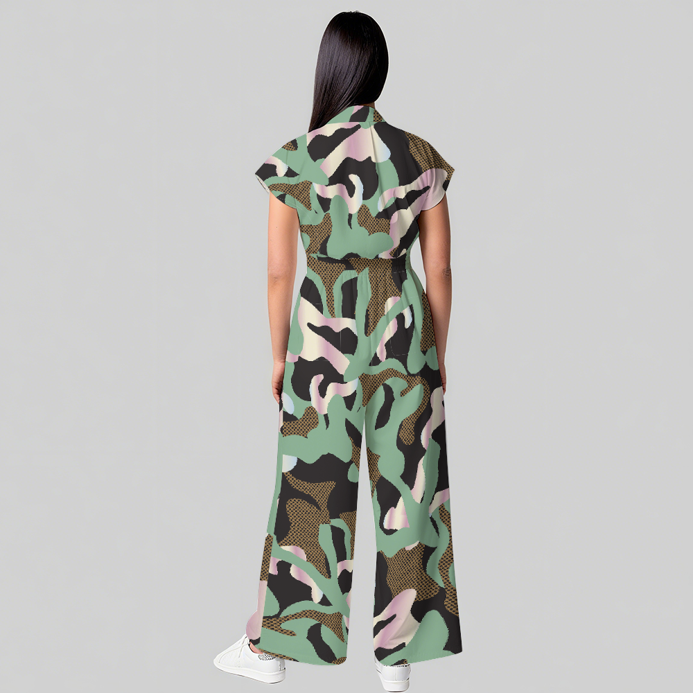 Women's Green Camouflage Printed Scrub Jumpsuit SC02