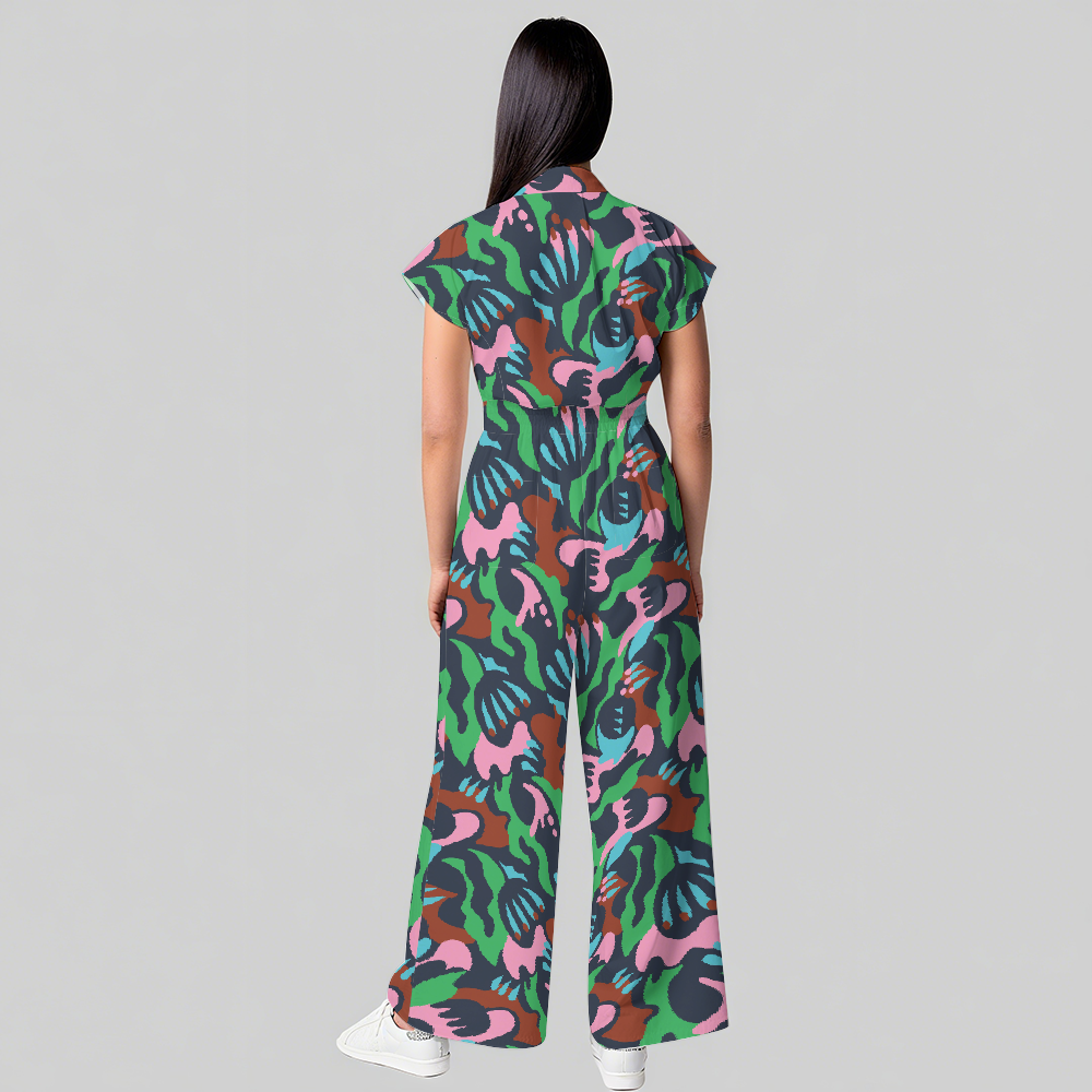 Women's Abstract Camouflage Printed Scrub Jumpsuit SC03