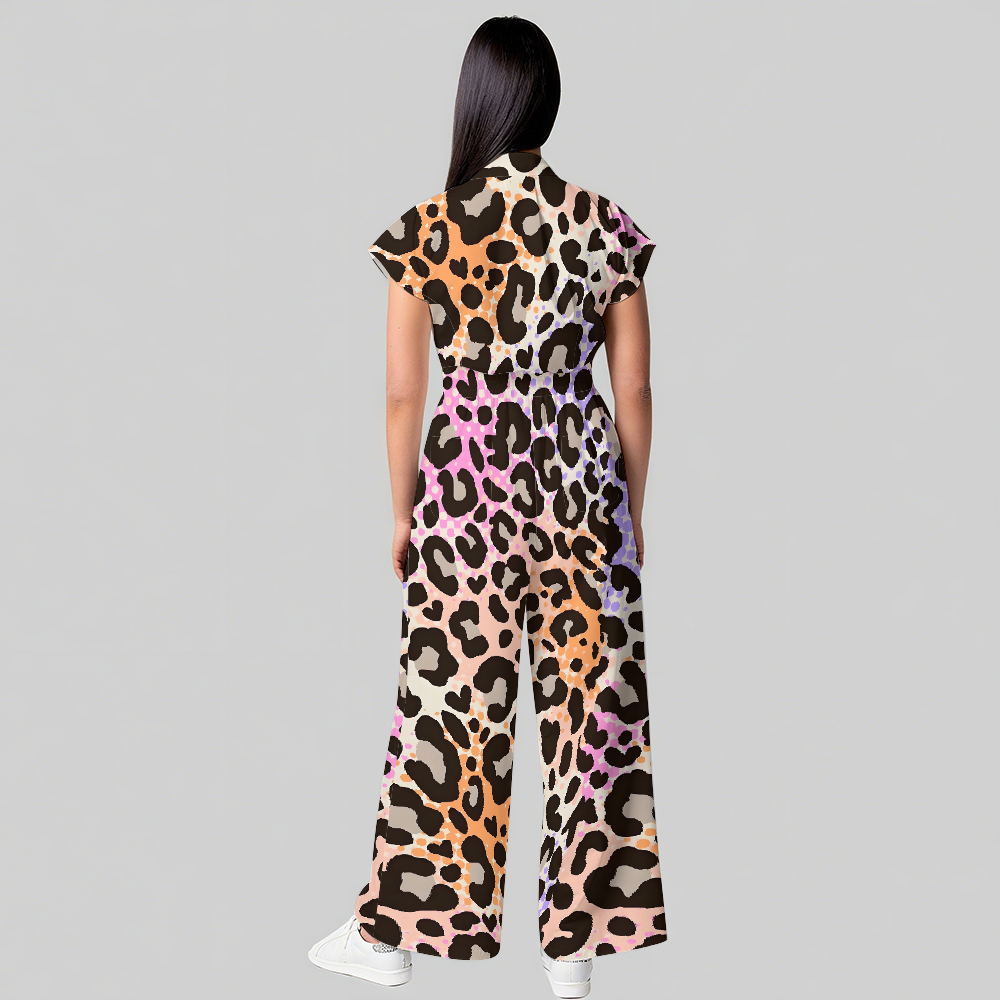 Women's Neon Leopard Printed Scrub Jumpsuit JL01