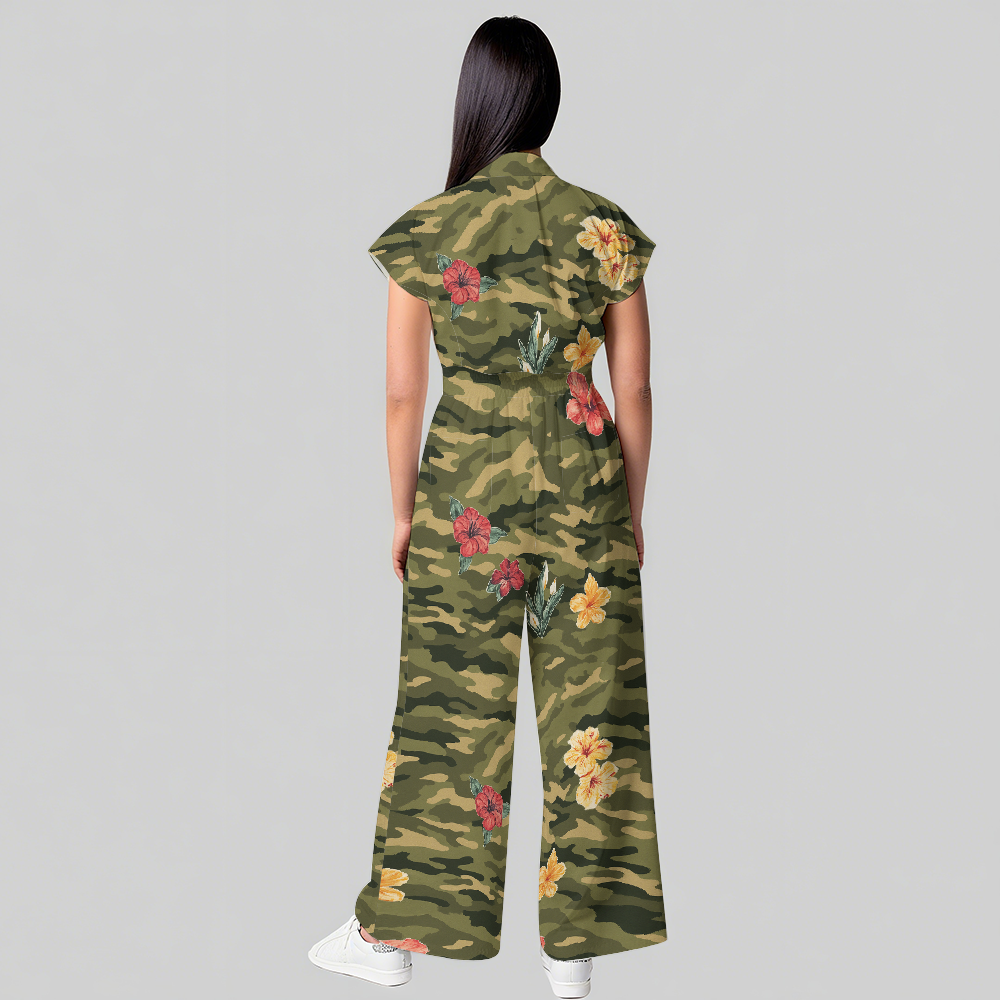 Women's Floral Camouflage Printed Scrub Jumpsuit SC01