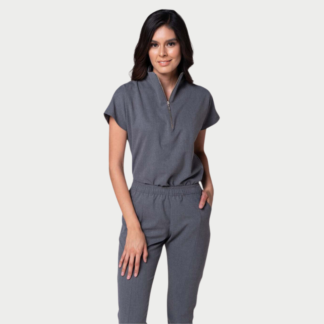 Women's Turtleneck Modern Zipper Fit Scrub Top
