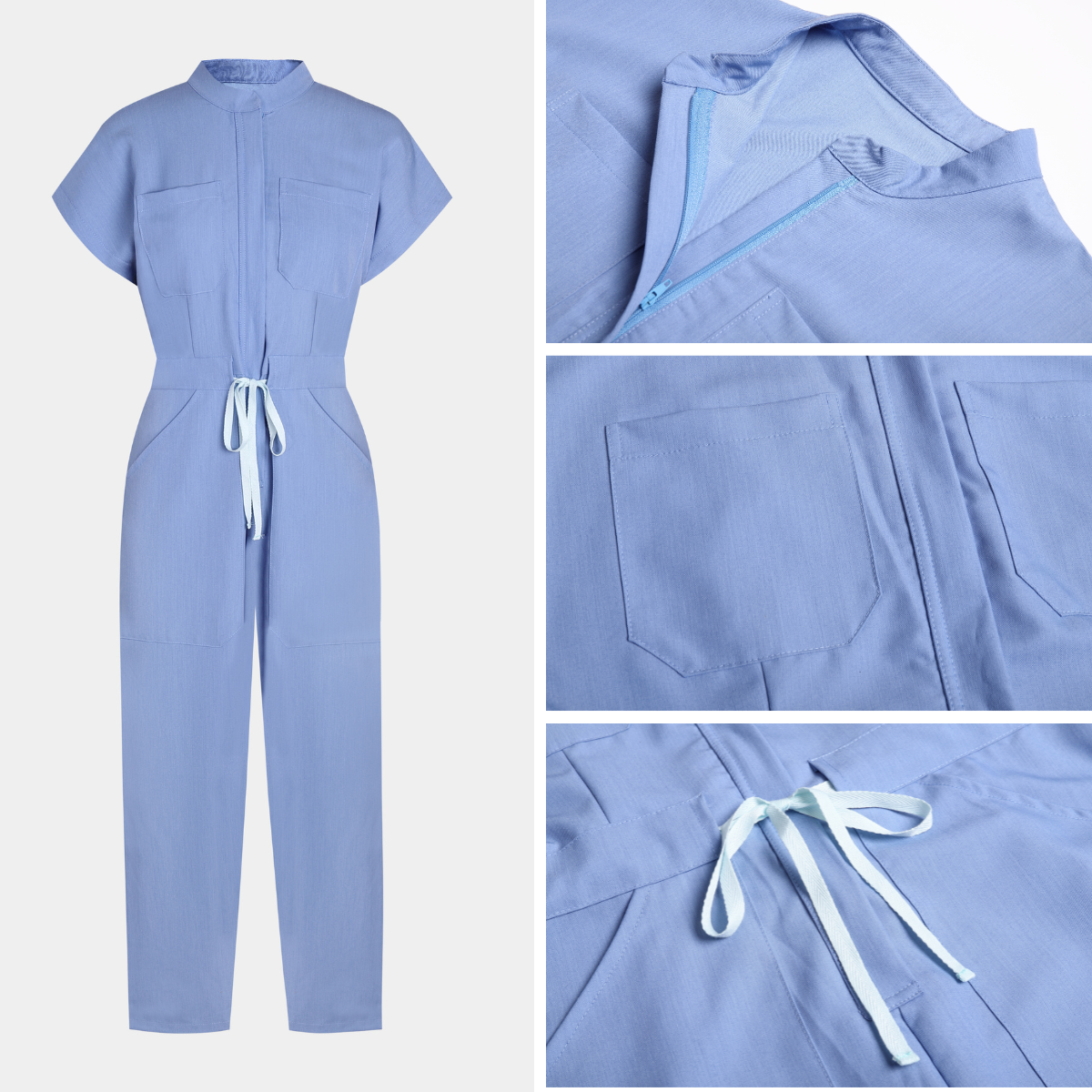Women's 4 Pockets Drawstring Flared Scrub Jumpsuit Jog009
