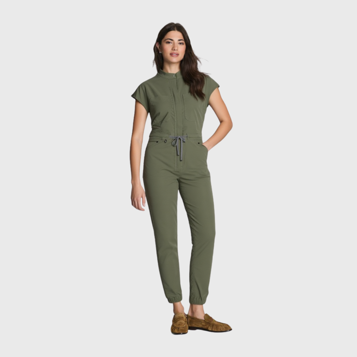 Women's Front Zip 8-Pocket Cargo Scrub Jumpsuit S2