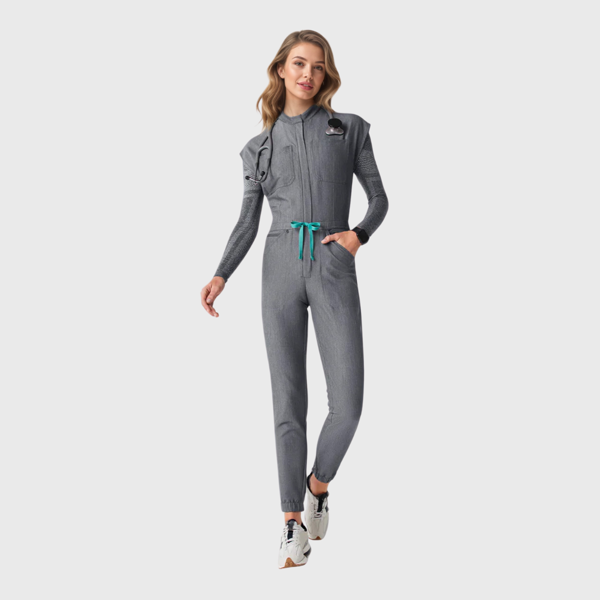 Women's 9 Pockets Cargo Scrub Jumpsuit