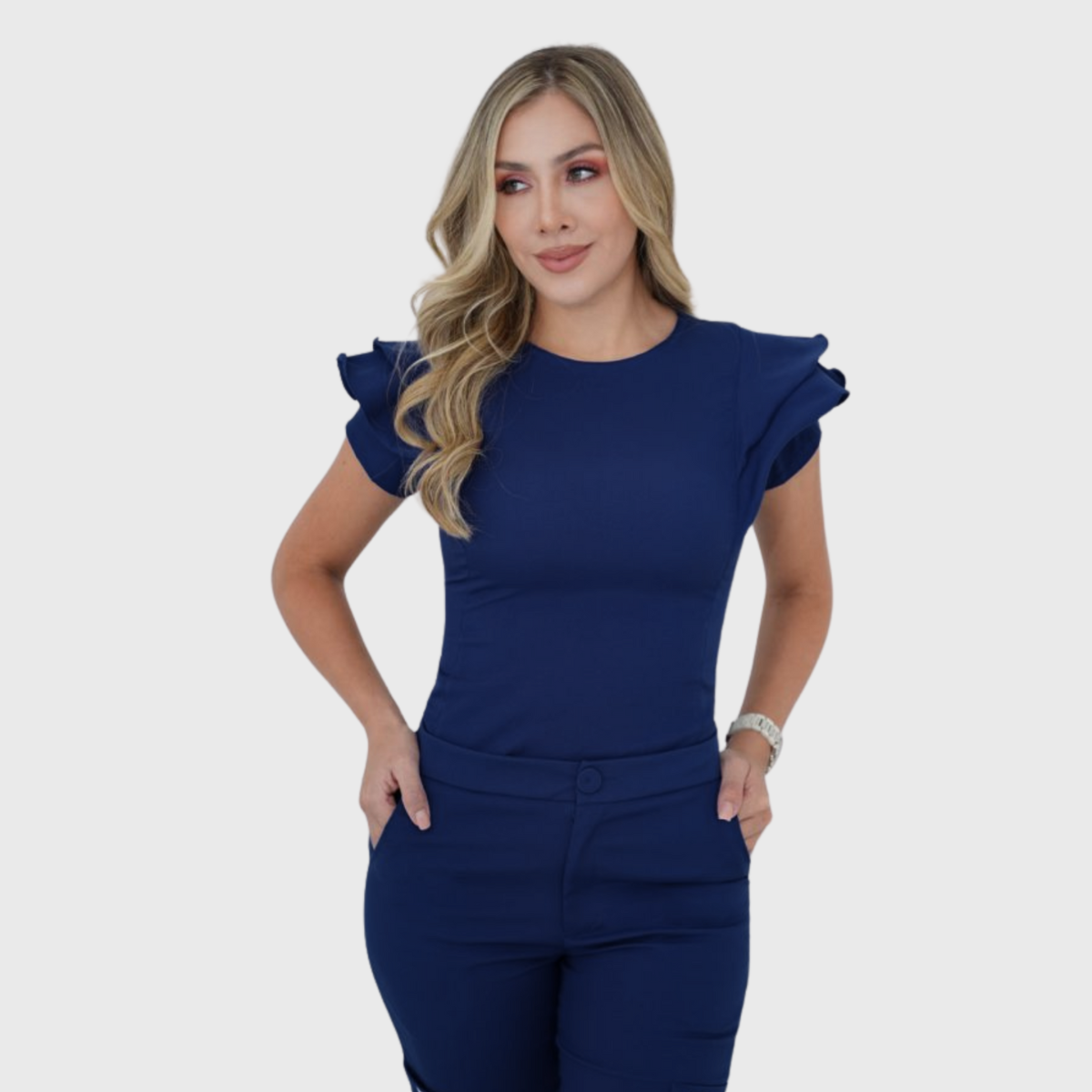 Women's Round Neck Lace Sleeves Scrub Top™