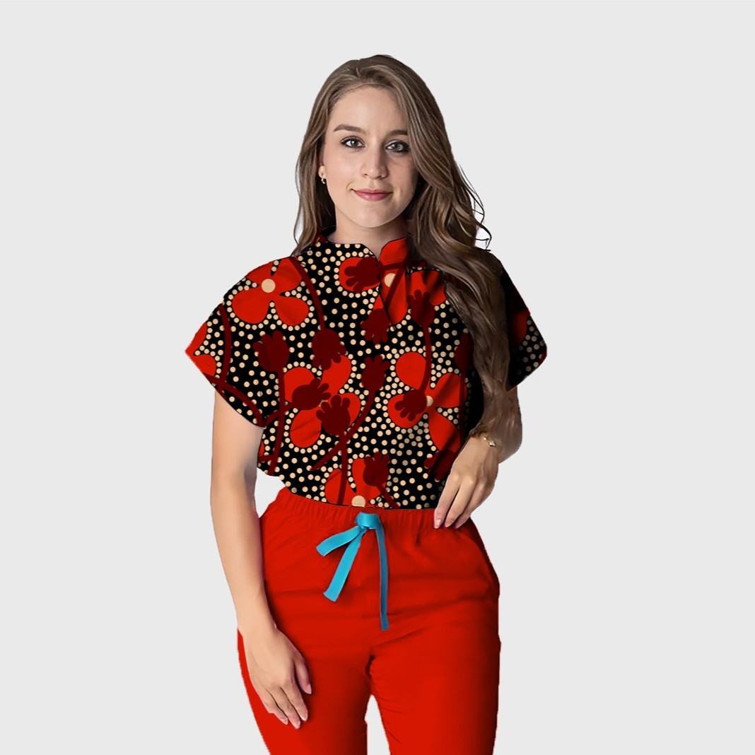 Women's Floral Printed Scrub Set CPJO2
