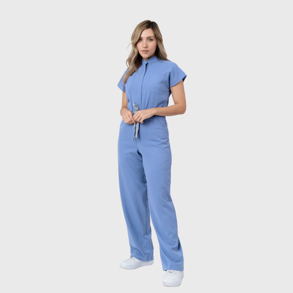 Women's 4 Pockets Drawstring Flared Scrub Jumpsuit Jog009