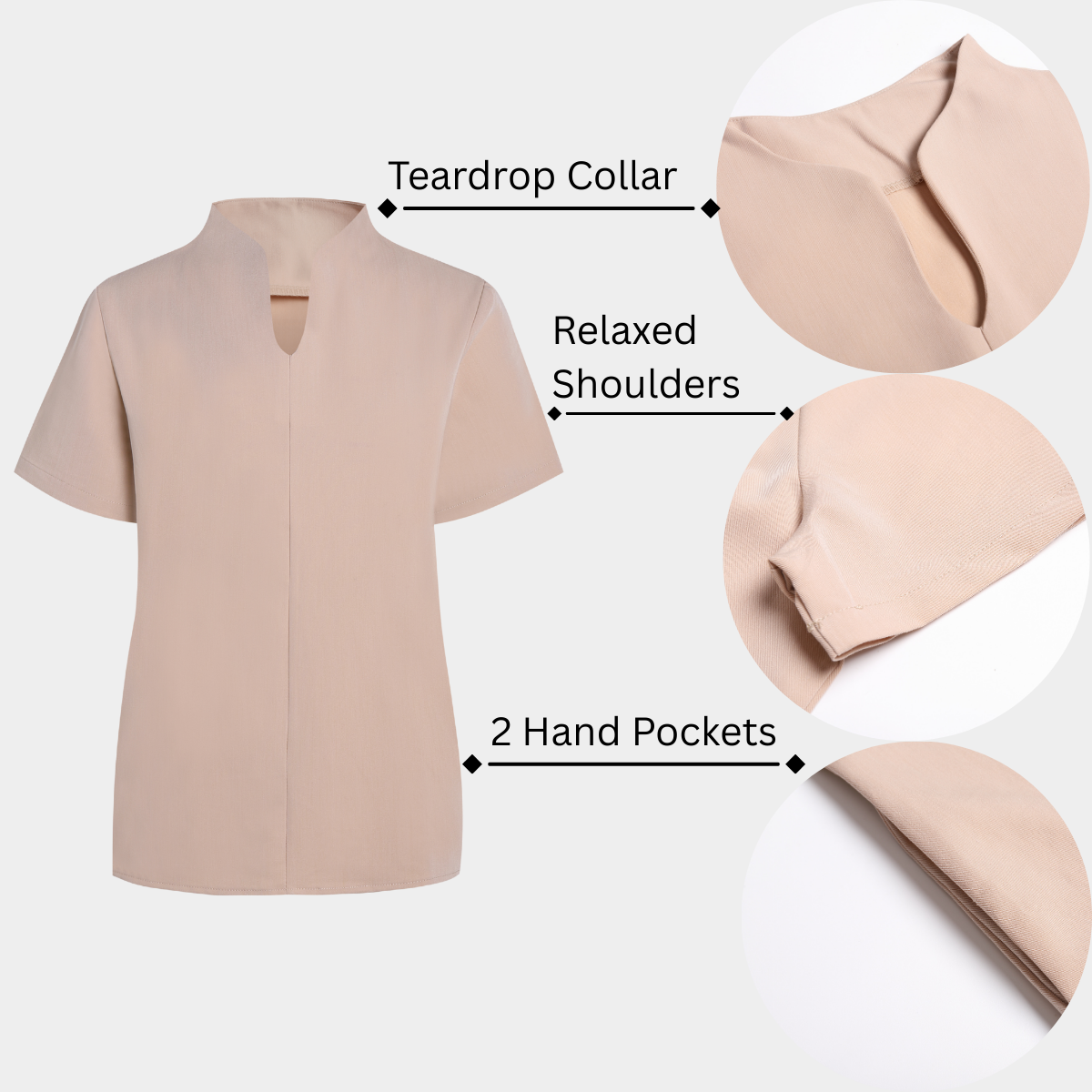 Women's Teardrop-Shaped Neckline Slim Fit Scrub Top