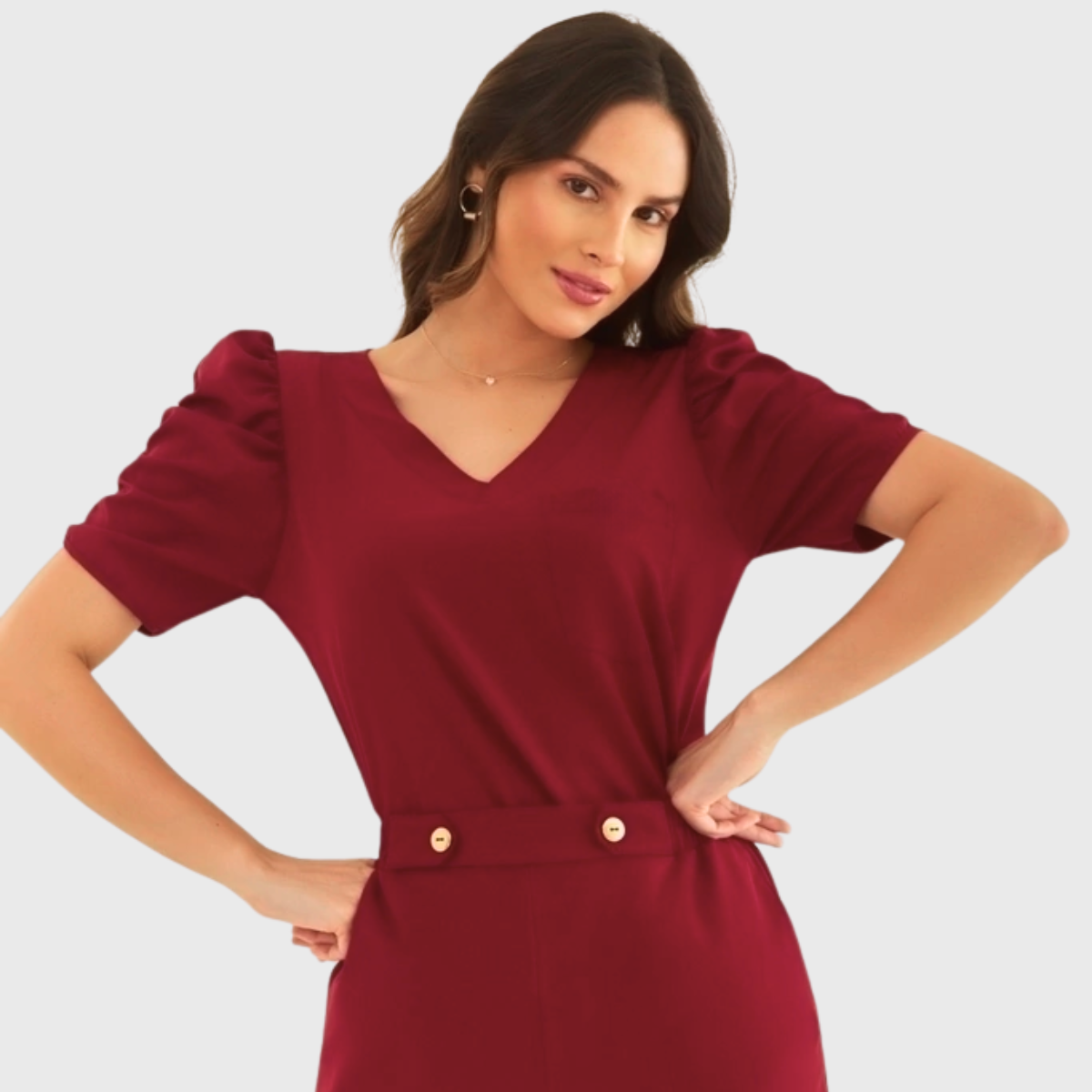 Clara Women's V-Neck Puff Sleeve Nursing Scrub Top