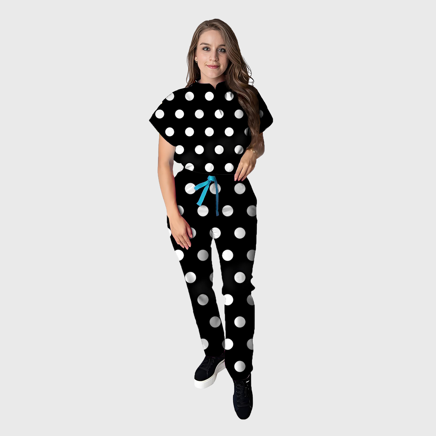 Women's Floral Printed Scrub Set CPJO2