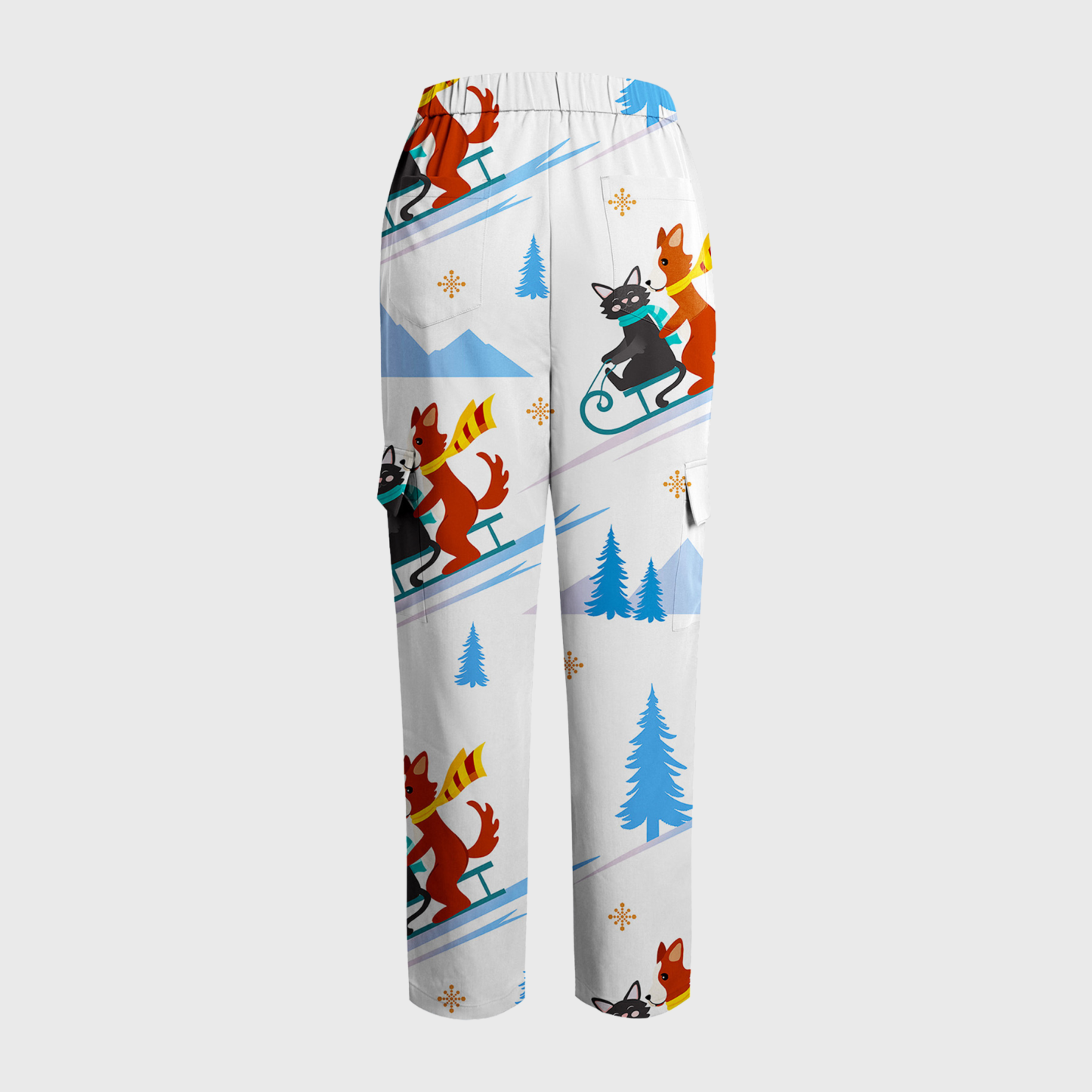 Women's Cute Animal Collection Printed Six-Pocket Scrub Pants