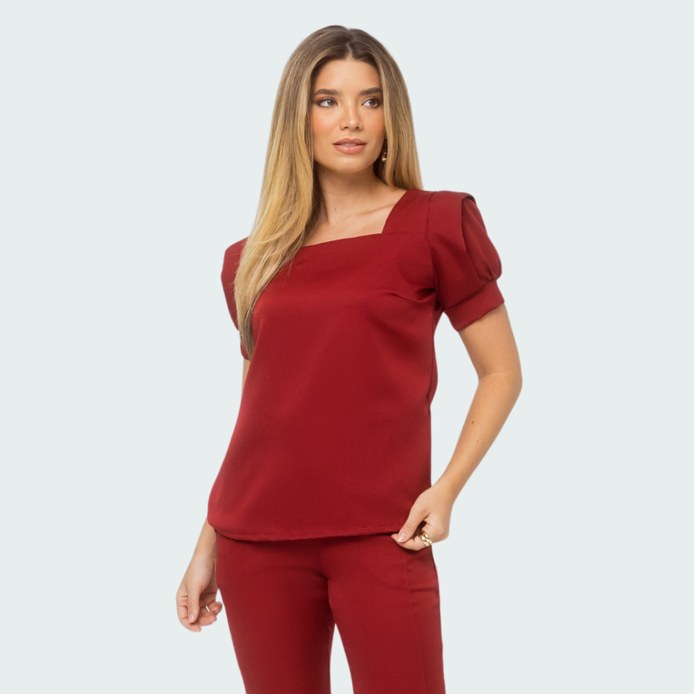 Women's Square Neck Slim Fit Scrub Top