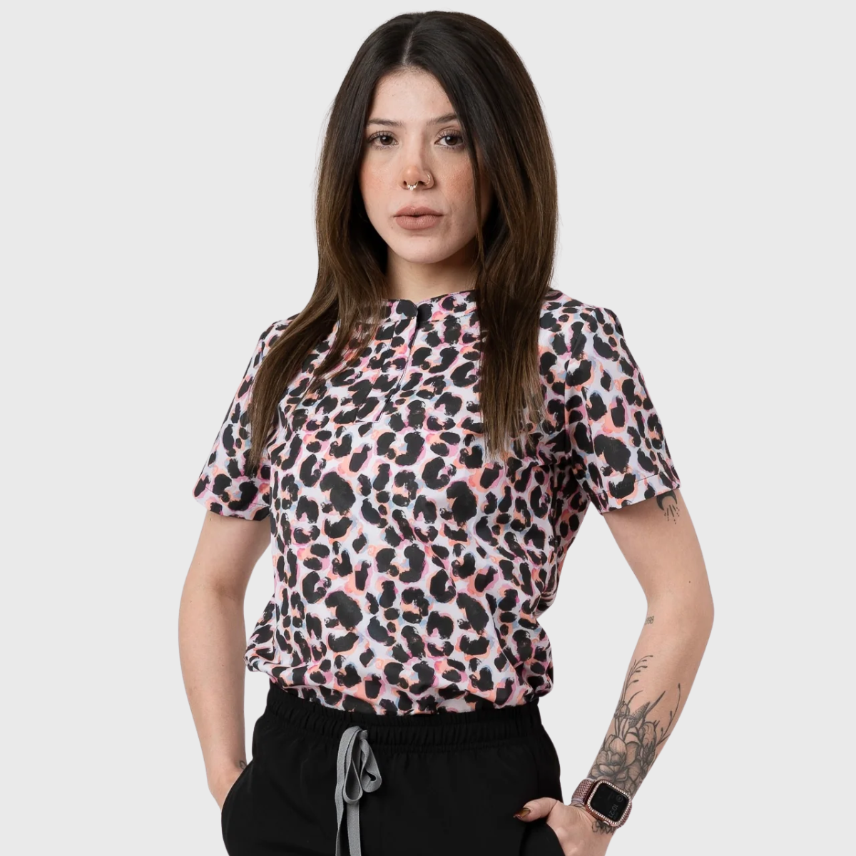 Women's Colorful Printed Scrub Top