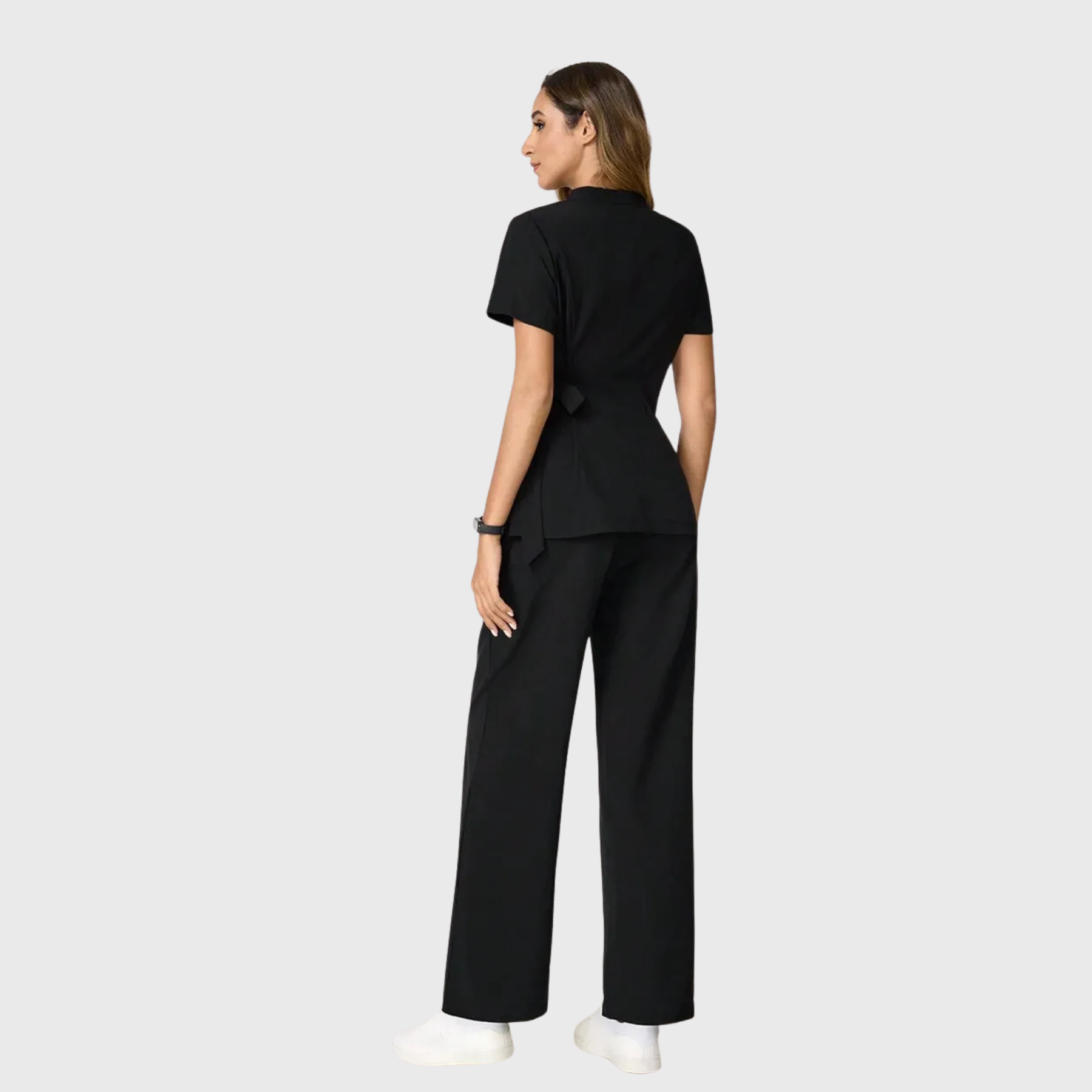 Women's Waist-cinched Wide Leg Scrub Set