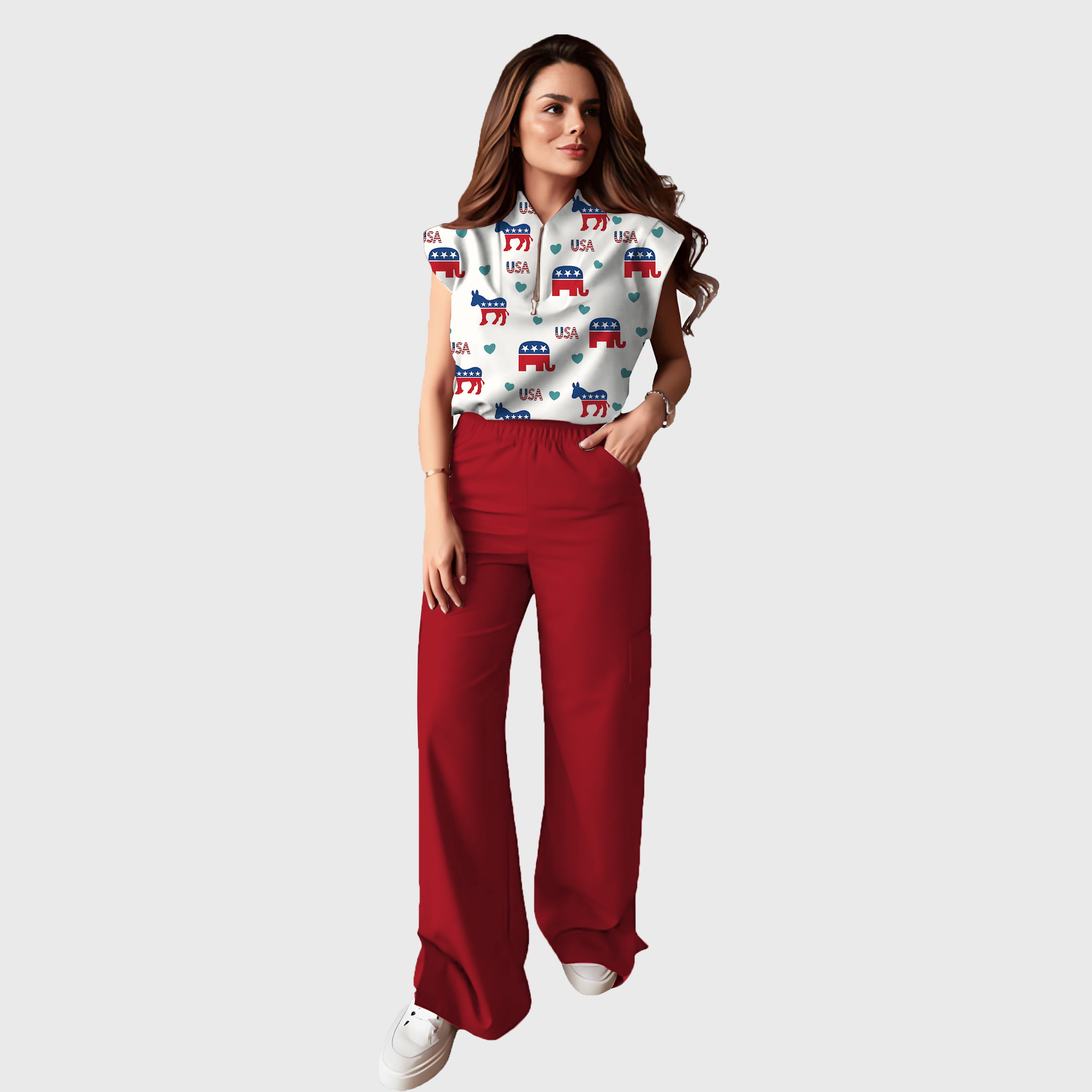 Women's Independence Day Graphics Scrub Set ST6242