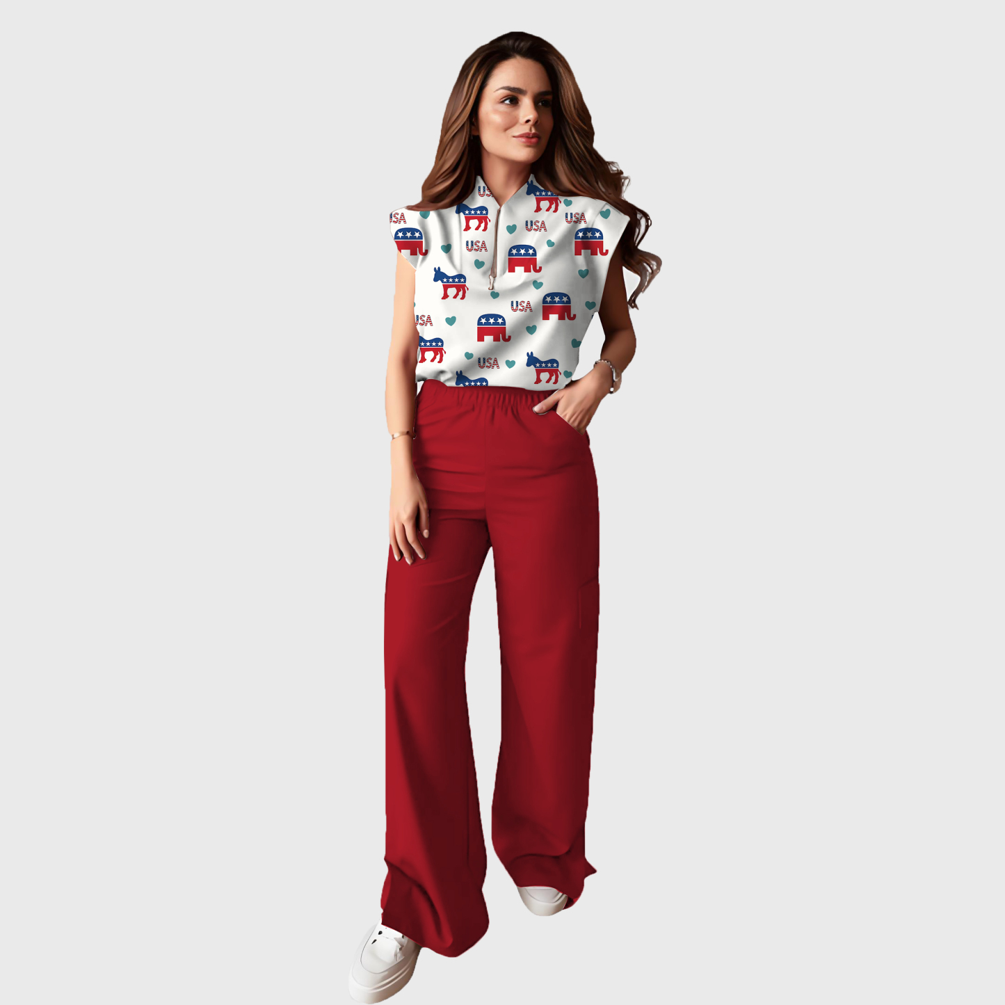 Women's Independence Day Graphics Scrub Set ST6242