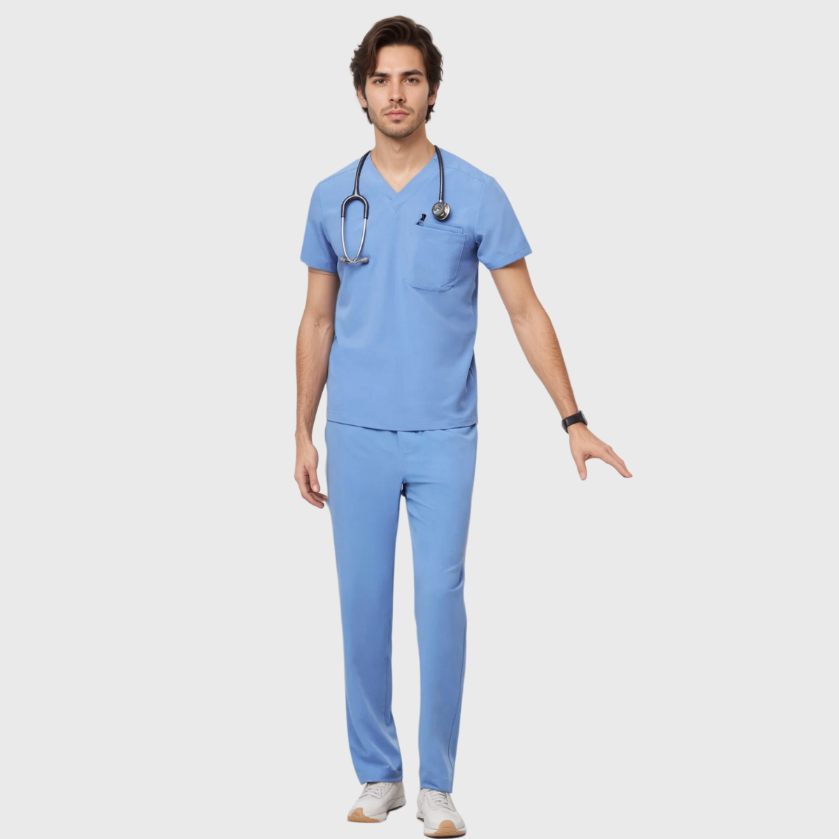 Men's Modern V-neck Three-Pocket Scrub Top
