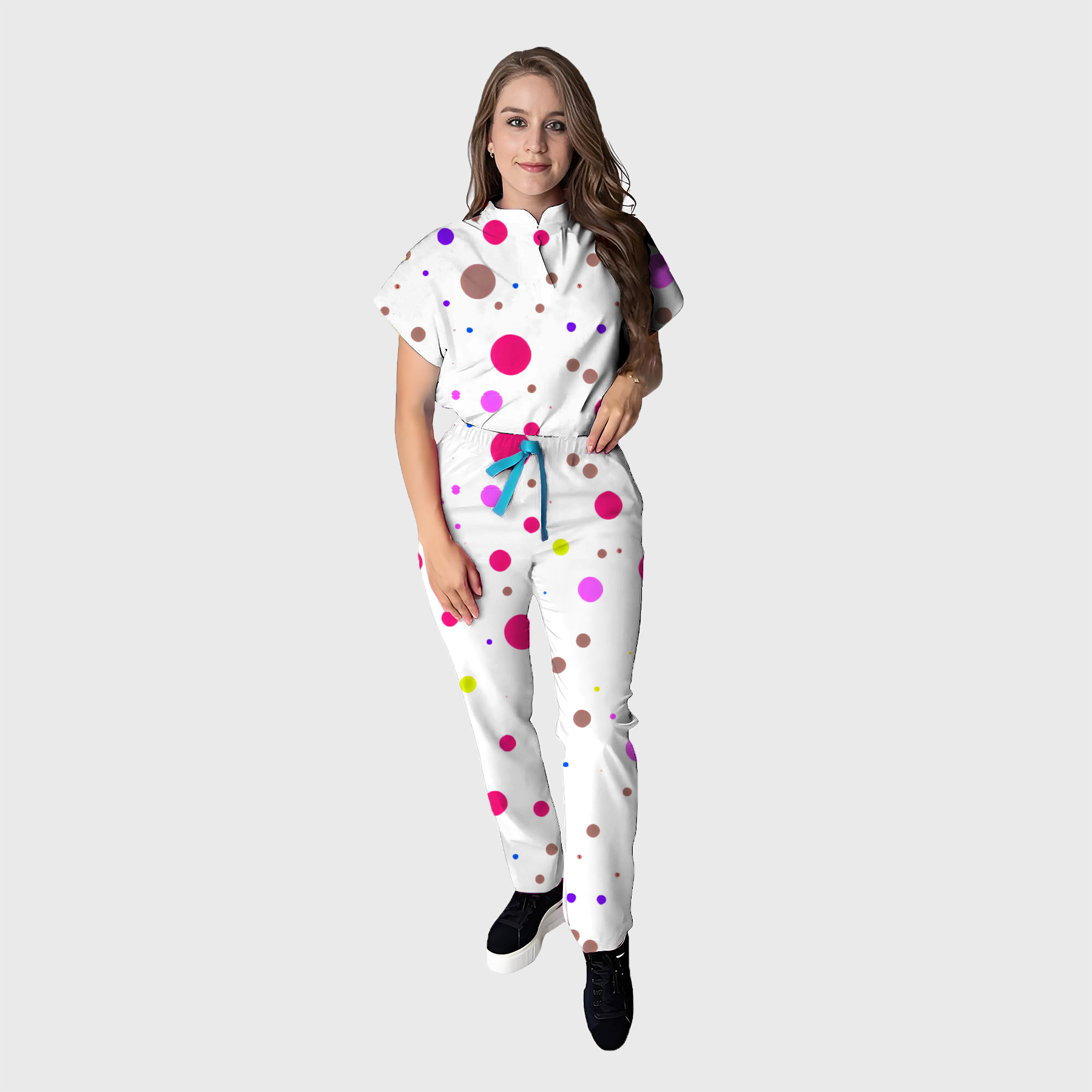 Women's Floral Printed Scrub Set CPJO2