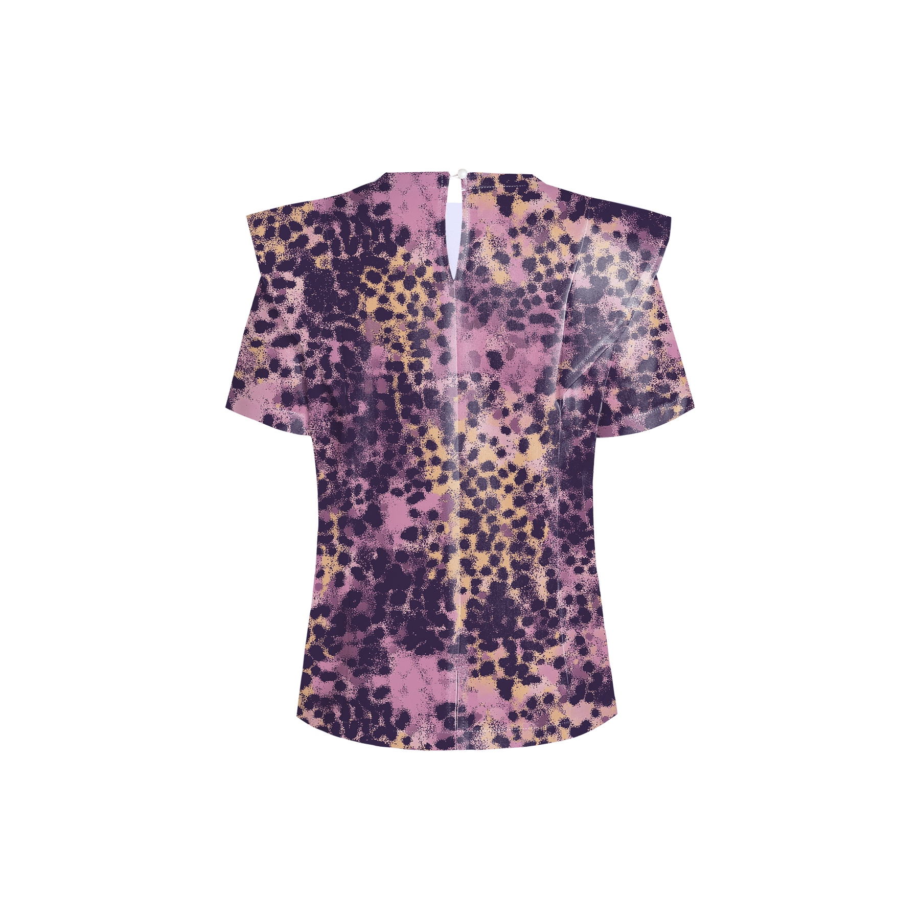 Women's Crew Neck Purple Leopard Printed Scrub Top