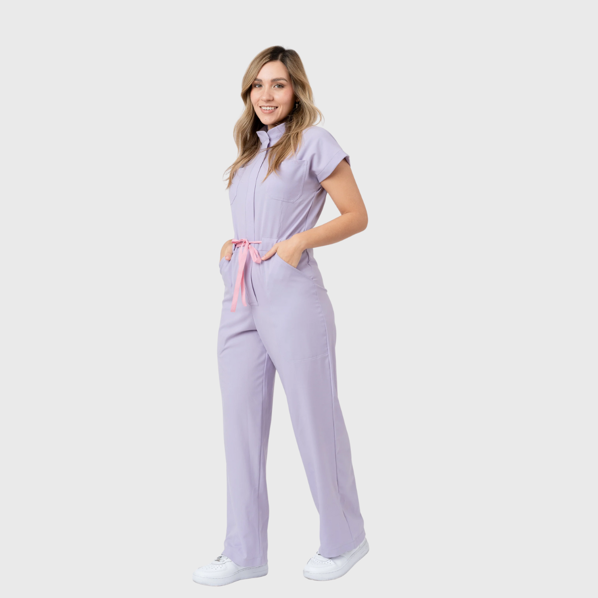 Women's 4 Pockets Drawstring Flared Scrub Jumpsuit Jog009