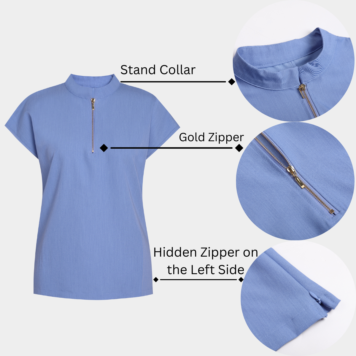 Women's Half Zip High Neck Scrub Top