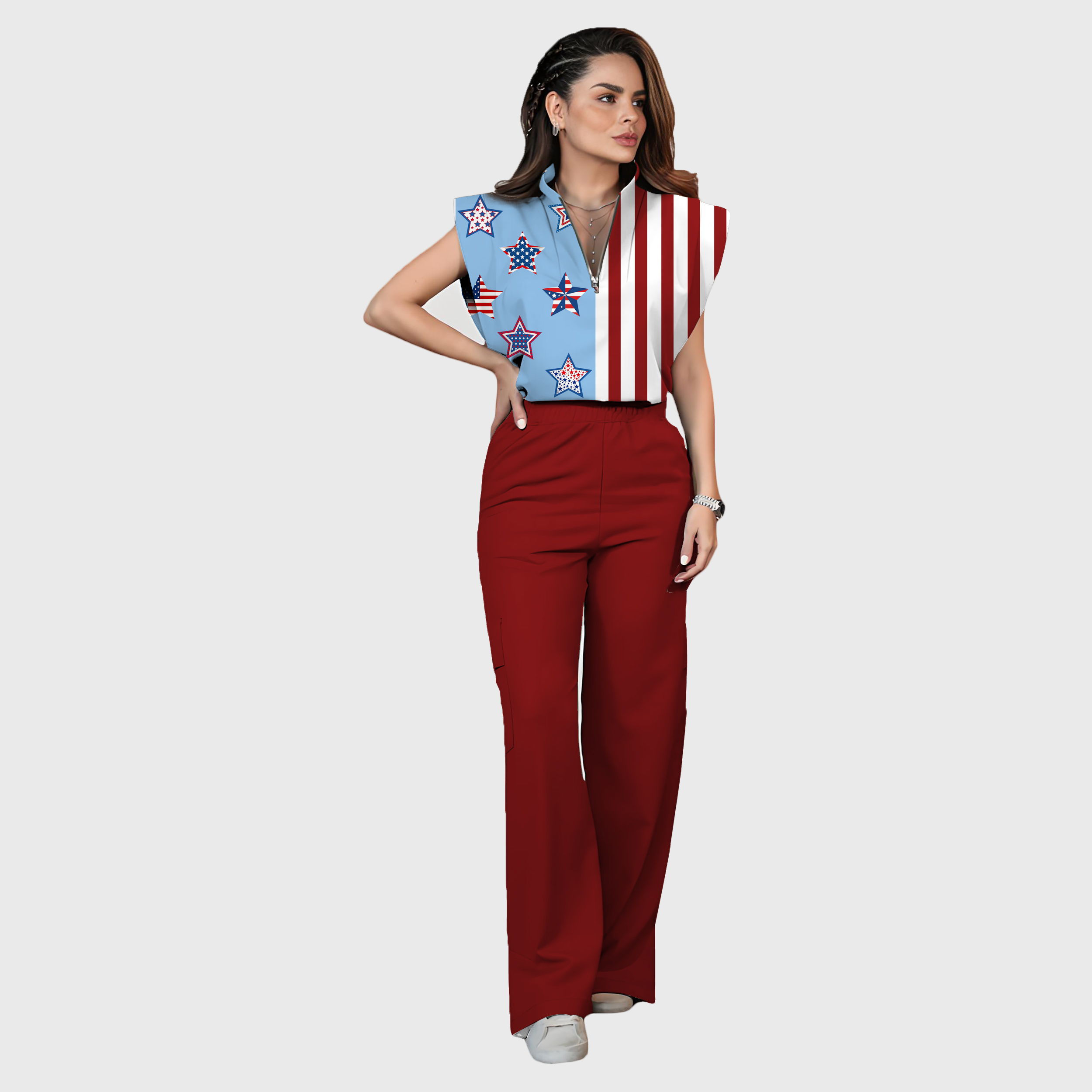 Women's Independence Day Graphics Scrub Set ST6246