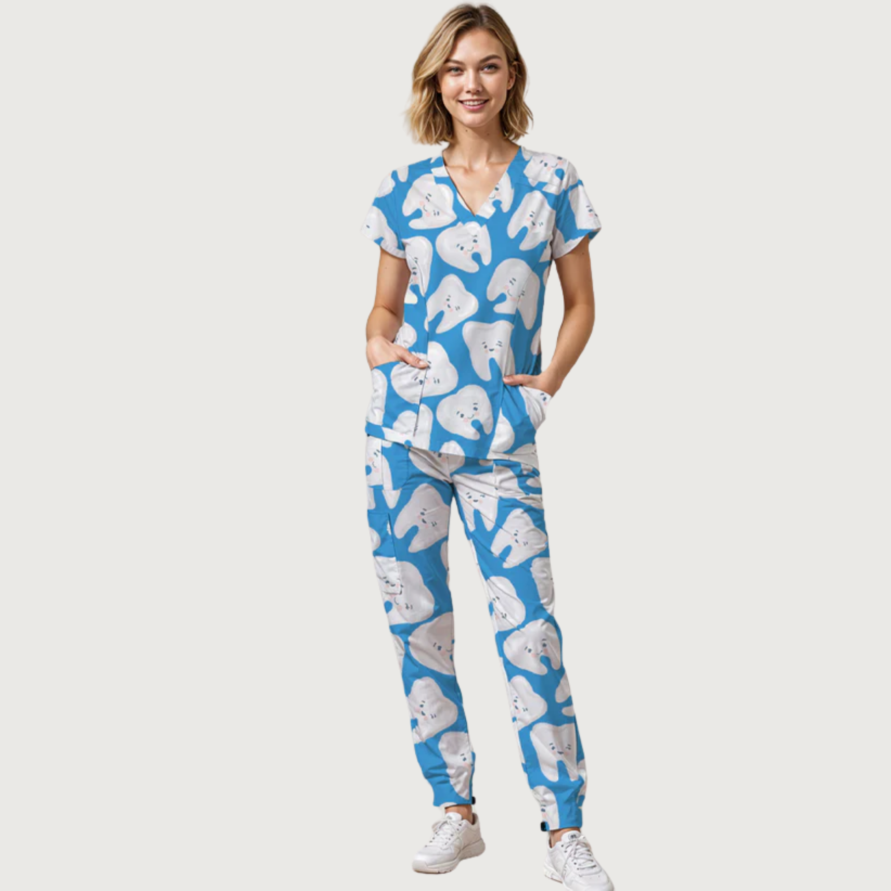 Women's Fresh Teeth V-neck Scrub Set SA15