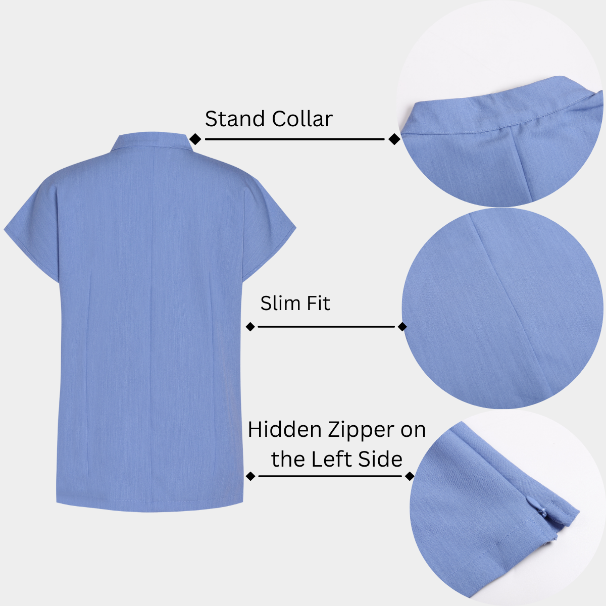 Women's Half Zip High Neck Scrub Top